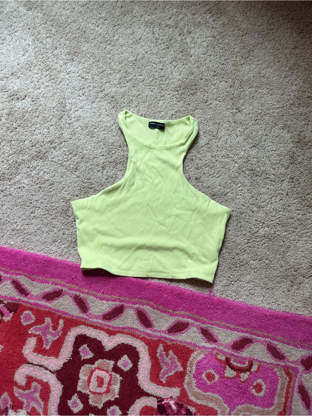 naked wardrobe Neon Lime Cropped Racerback Tank